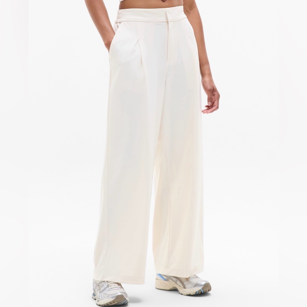 NWOT Athleta Pinnacle Bone High-Waist Wide Leg Trousers
